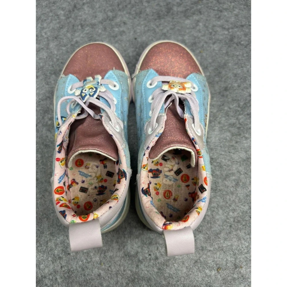 Ground Up Unisex Bluey Low Top Sneaker 10 Pink Blue Glitter Character Charm